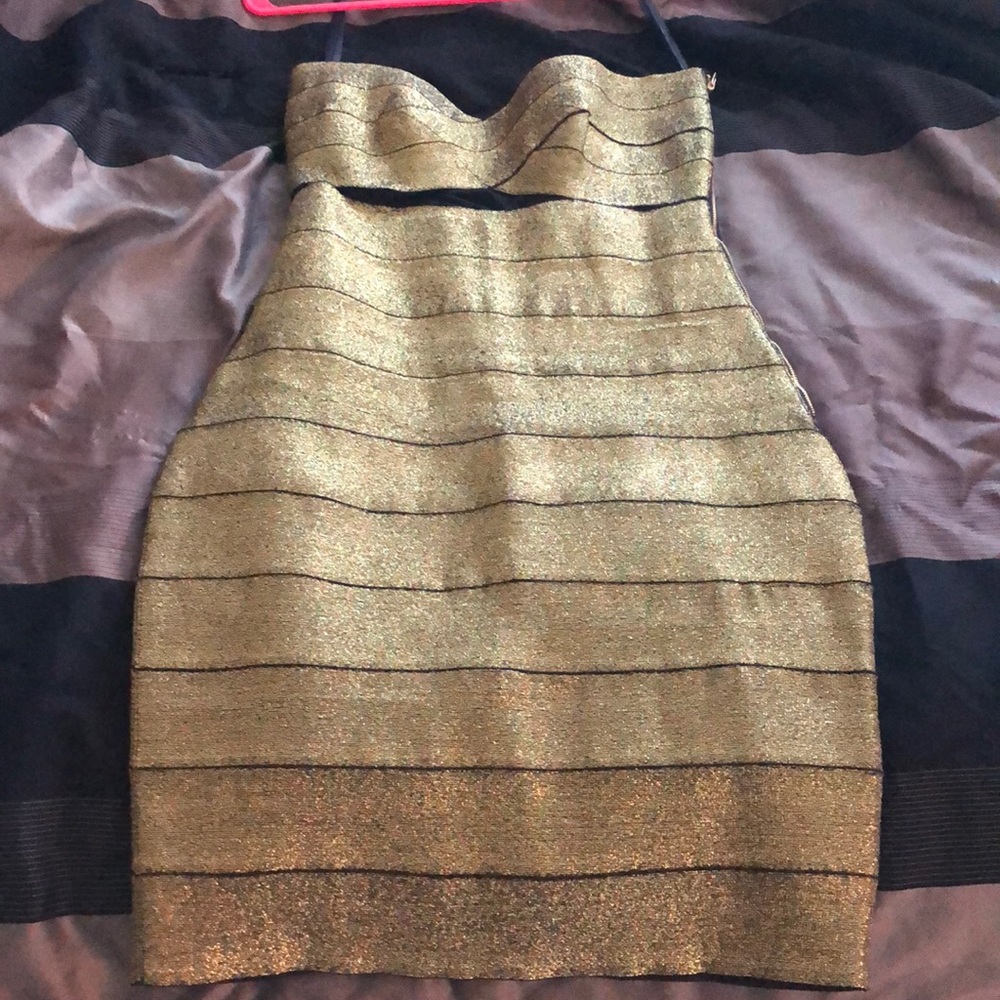 Arden B Strapless Green Glitter Dress